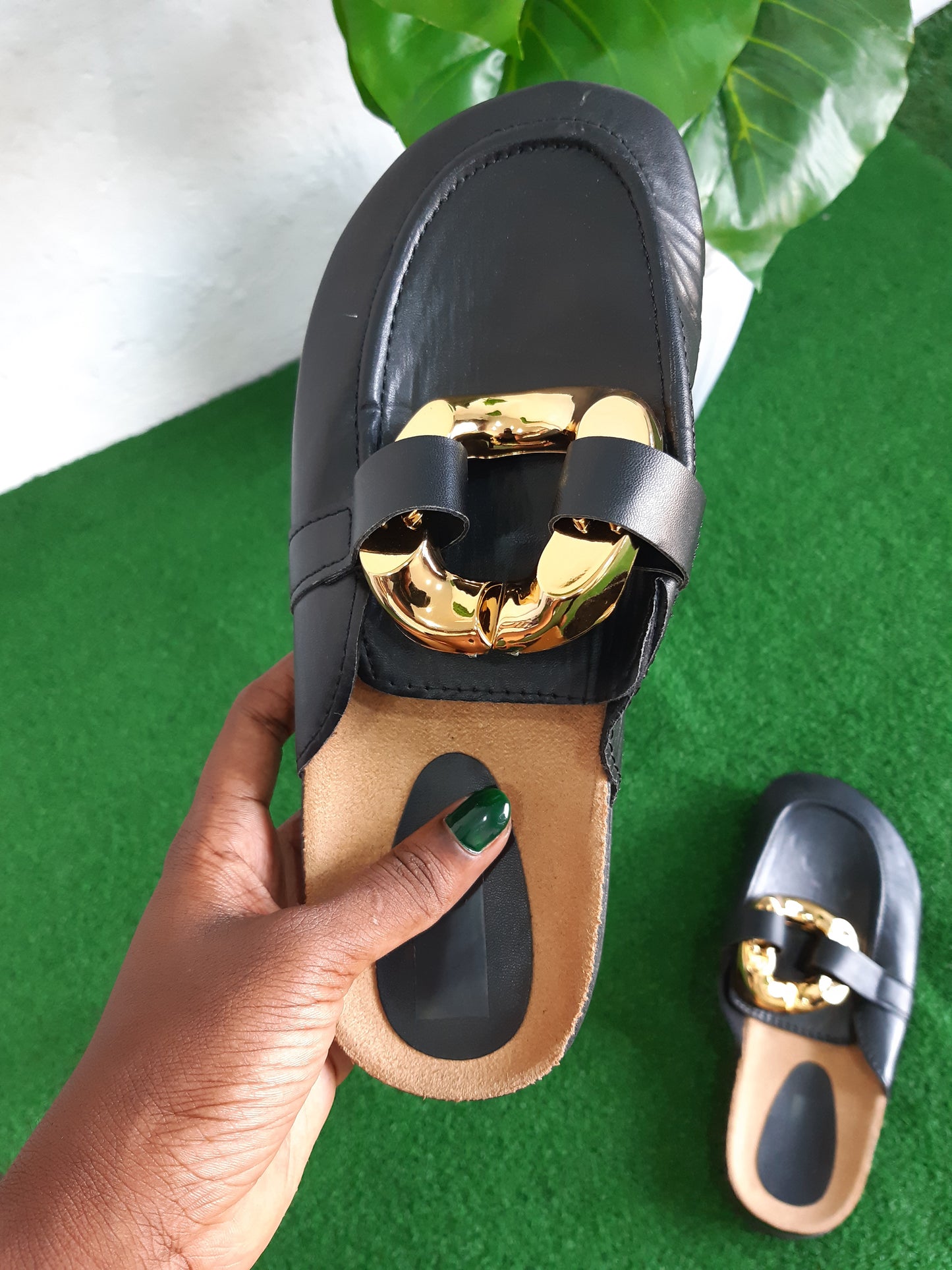 Leather slides