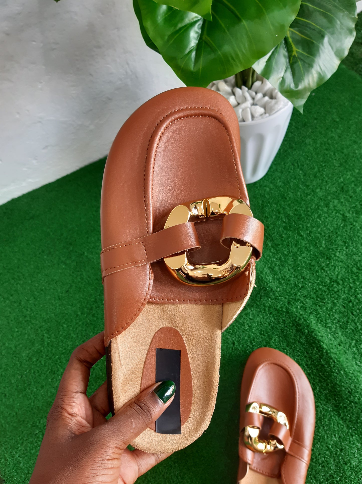 Leather slides