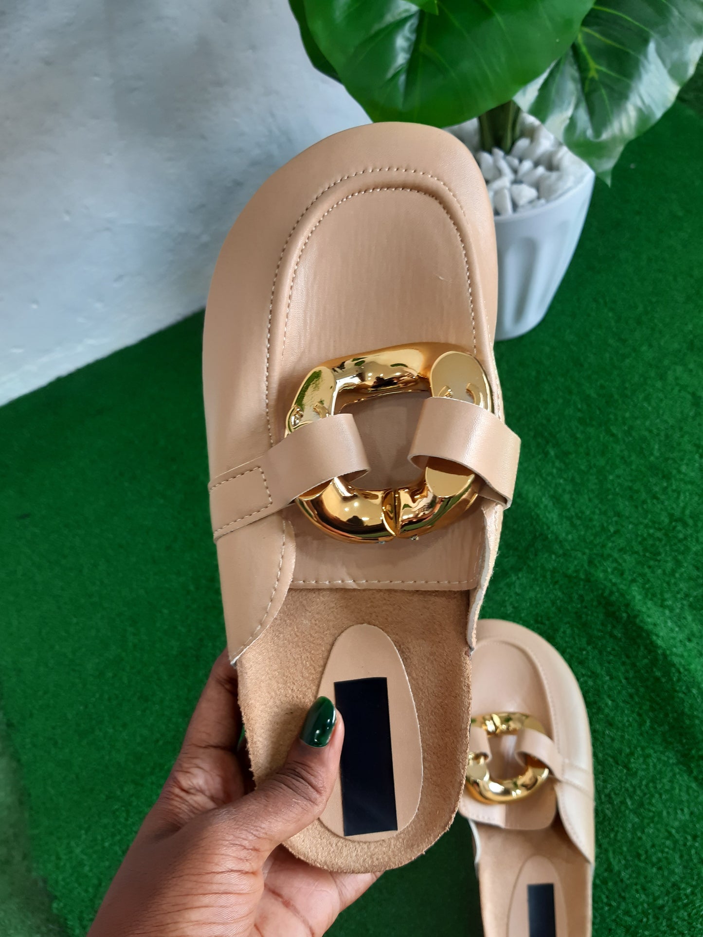 Leather slides