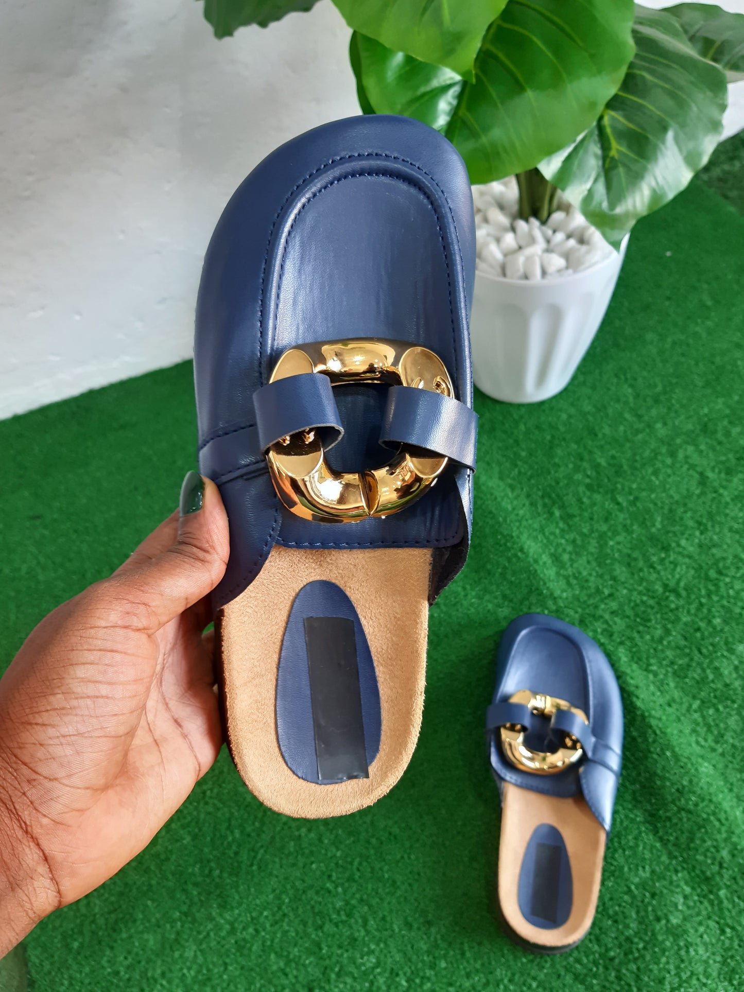 Leather slides